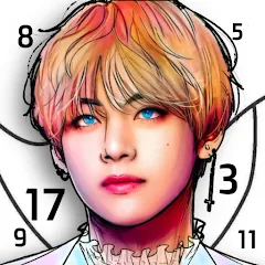 Взломанная Kpop Paint by Numbers BT21  [МОД Бесконечные монеты] - полная версия apk на Андроид